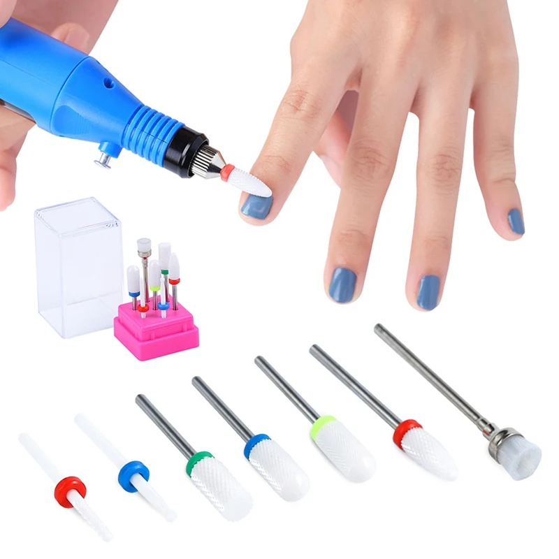 7 шт./компл. и сверлами для ногтей комплект Вольфрам карбида акриловый Фрезер cо