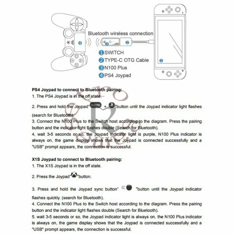 N100 плюс беспроводной Bluetooth адаптер беспроводной ручка конвертер адаптер для sony Playstation PS4 Для nintendo Switch 40AP30