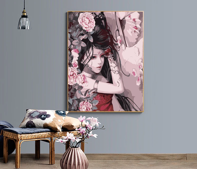 PHKV Новые Diy раскраска изображения пронумерованы живопись каллиграфия холст