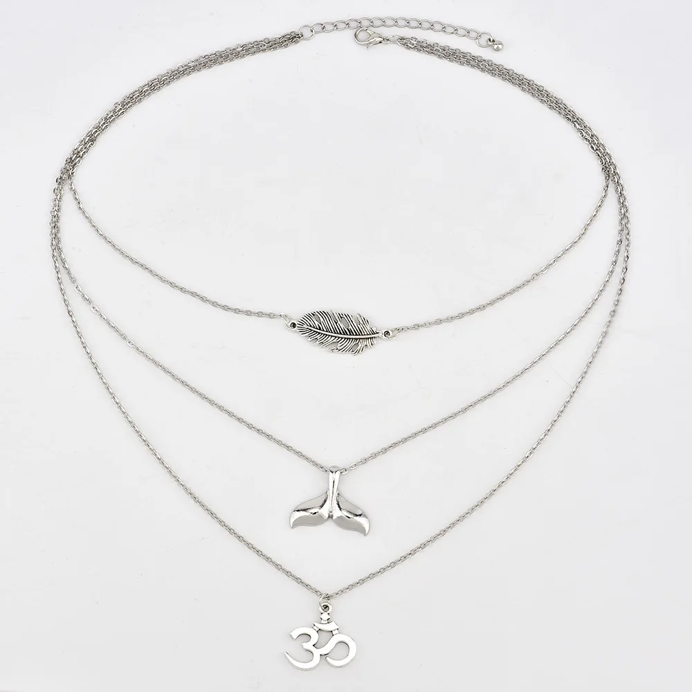 Винтажные многослойные ожерелья FineToo в стиле бохо с изображением китов и