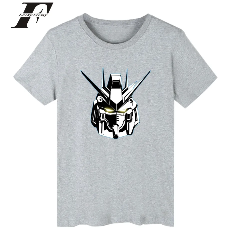 LUCKYFRIDAYF GUNDAM футболки с коротким рукавом японская анимация модель забавная Футболка мужская хлопок классический мультфильм Топ и футболка