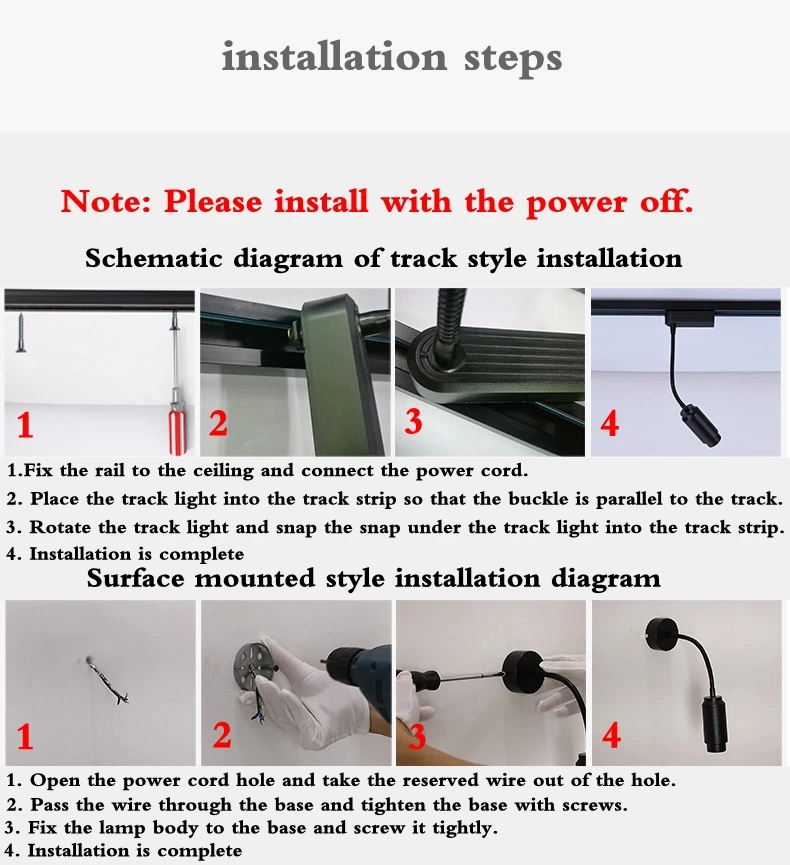 LED Track spotlights wall mounted long arm ceiling small spotlight 3w/5w/7w/10w mini focus track light