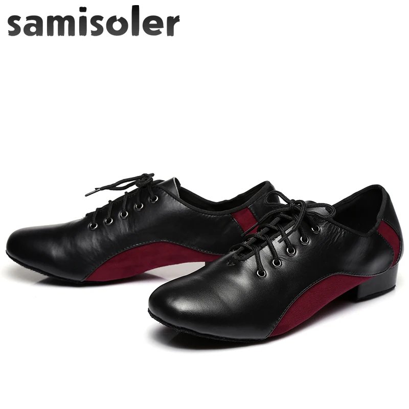 Мужские черные кожаные туфли Samisoler W для бальных танцев обувь современных на