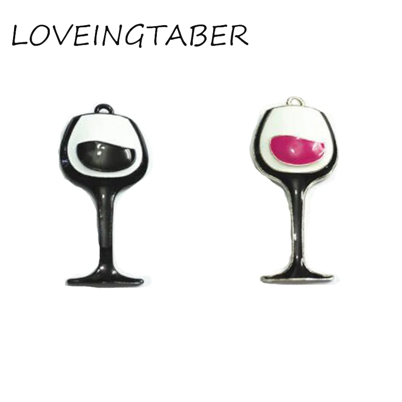 

Wholesale 48mm*24mm Each Style 10pcs/bag Enamel Wine Glass Pendants For Chunky Kids Necklace Pendants