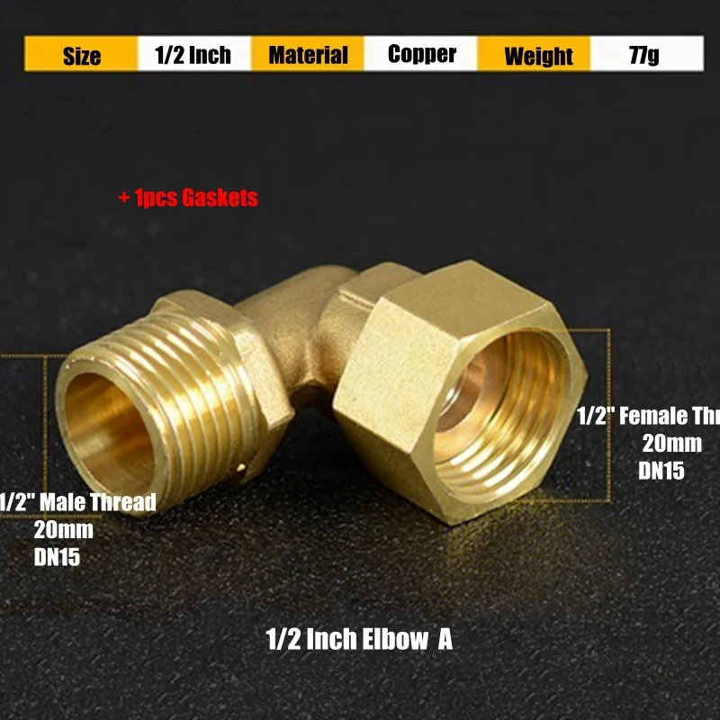 1I2 Inch Elbow A 3 шт. 1/" медный тройник/локоть/прямое подвижное соединение свободное соединение газовый водонагреватель бак промышленные трахея фитинги для водопроводных труб - Цвет: 1I2 Inch Elbow A