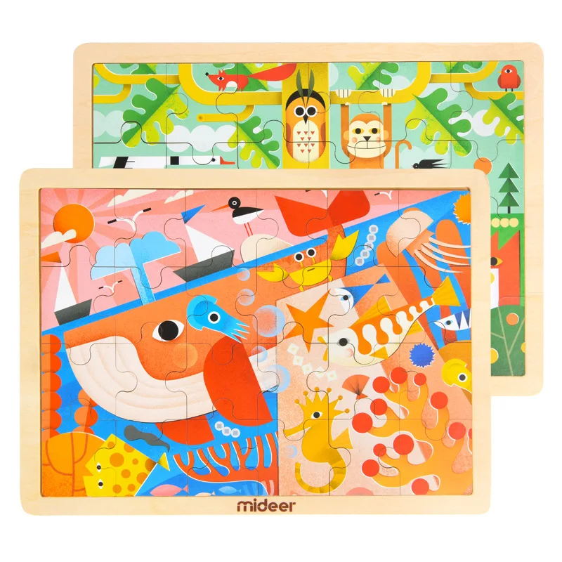 MiDeer 24 P/48 P/100 P деревянные головоломки игры игрушки с поддержкой обучения ребенка образование Интеллект головоломки Сцена Игрушки для детей 2 лет