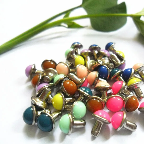 300 компл./лот 6 5 мм разноцветные Круглые акриловые ремни для сумок заклепки шипы в