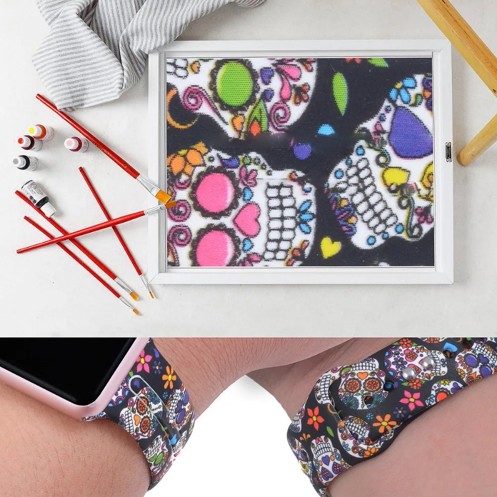 Apple Watch Band, цветная силиконовая повязка на запястье с рисунком черепа 38 мм 40 мм