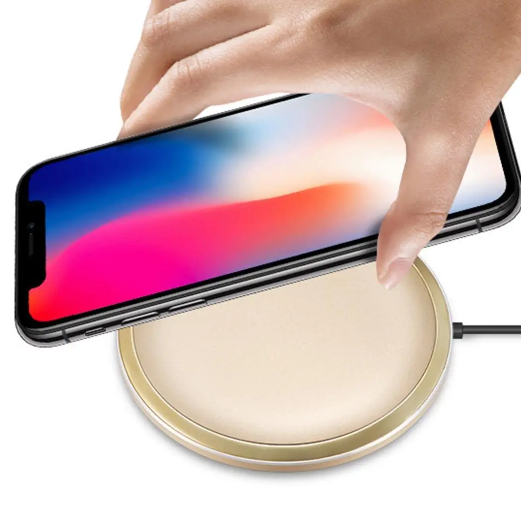 Round Aluminum Alloy Wireless Charger Fast 9V 2000mA Charging 5V UPCH15 With indication function Micro USB QI | Мобильные телефоны