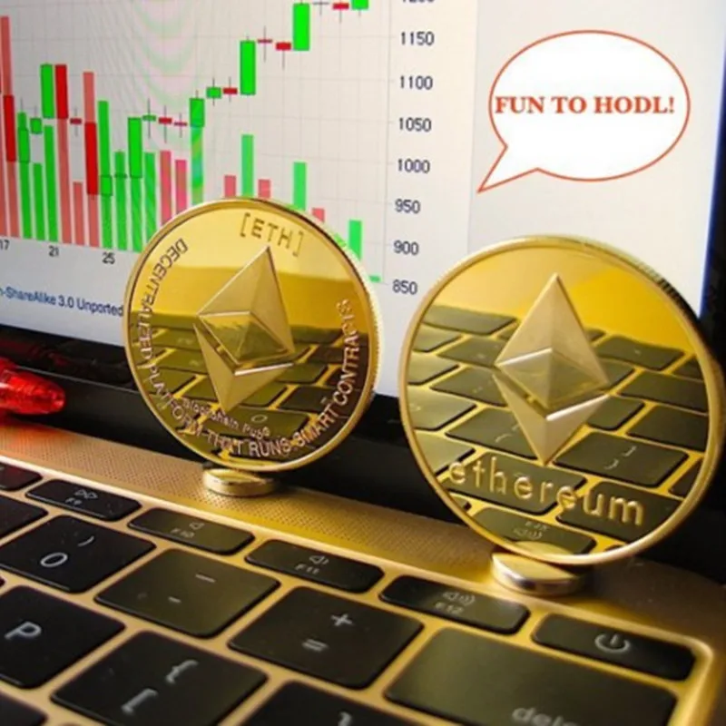1 шт. монета эфириума Интернет тема ETH ripple покрытая 24 каратным золотом 40 мм