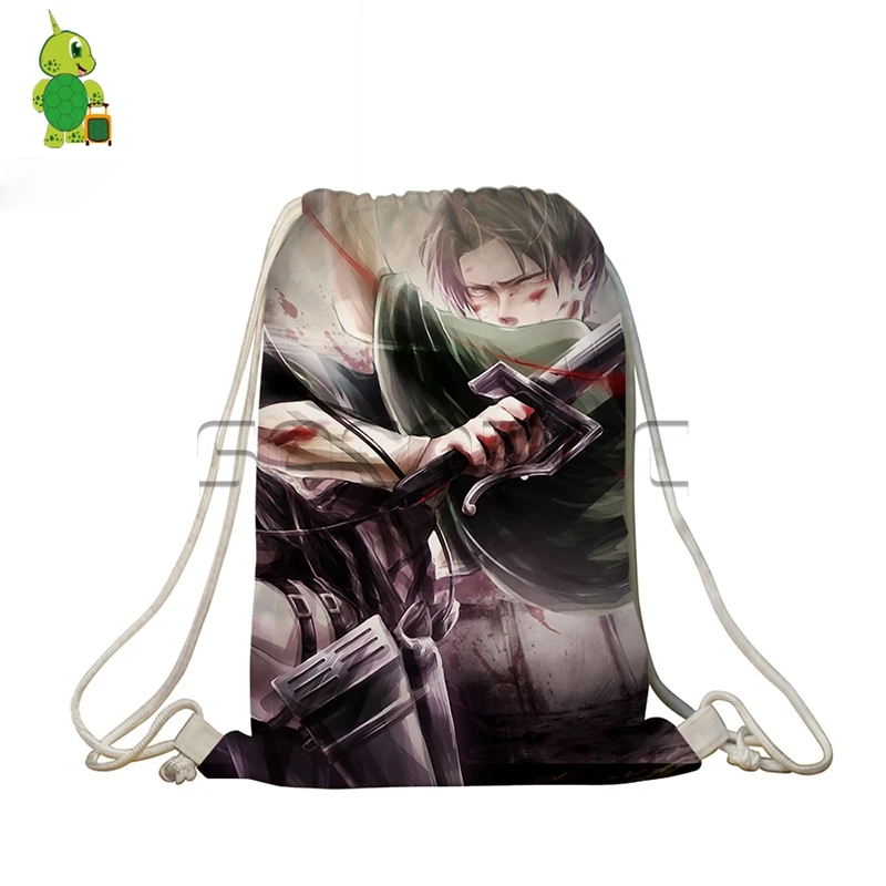 5 Сумка-мешок для школы Attack on Titan для подростков мальчиков девочек eren Levi Mikasa с принтом Softback для женщин мужчин аниме сумки для хранения - Цвет: 5