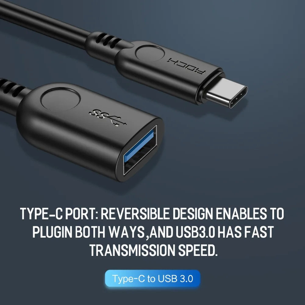 Адаптер ROCK Type C USB 3 0 для быстрой передачи 110 см|Переходники и адаптеры| |