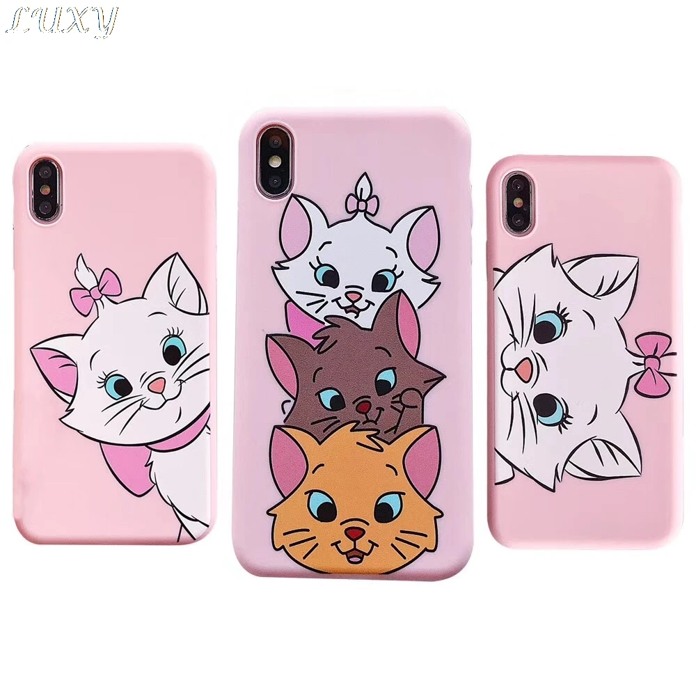 Чехол для телефона из ТПУ с мультяшным рисунком девочек marie cat розовый