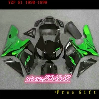 cheap custom plastic motorcycle fairings kit for 1998 1999 yzfr1 yzf r1 98 99 black green fairing kits