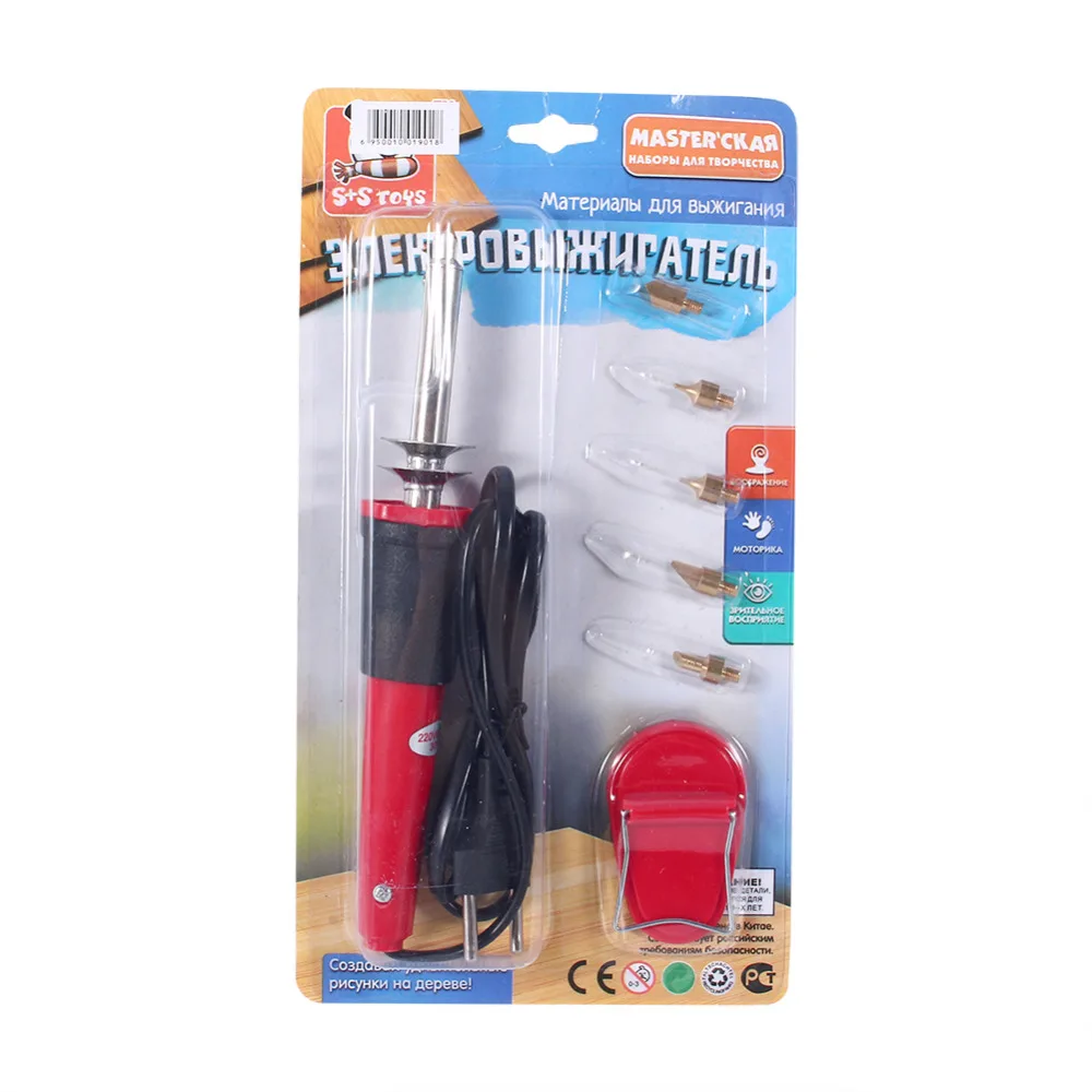 220V-240V 30W DIY Craft Woodburning Solder Pen Wood Burning Electric Soldering Iron Tool Set with 5 Nozzles Pyrography | Инструменты