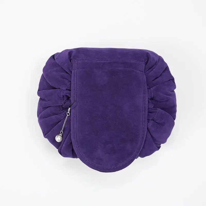 purple Новейшие мягкие фланелевые дорожные туалетные принадлежности и косметика сумка девочка Волшебный мешочек Складной футляр для косметики Drawstring термоусадочный Органайзер складывающийся мешок - Цвет: purple
