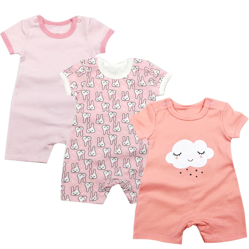 3pcs/1lot New baby rompers Newborn Infant Baby Boy Girl Summer clothes Cute Cartoon Printed Romper Jumpsuit Climbing Clothes | Детская