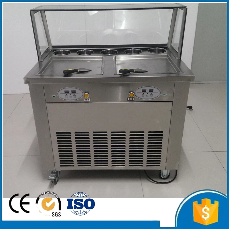 Двойная сковорода машина для жареного мороженого производства в рулонах с