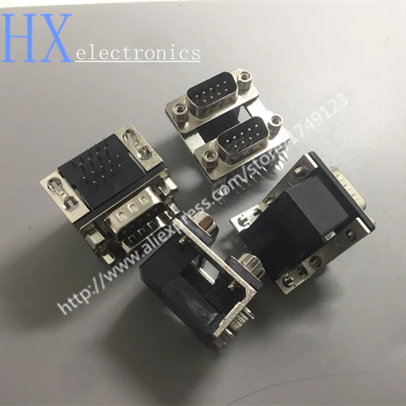 

Free shpping 2PCS Double DR9 DB9 Mixed D-Sub Female Male Connector 90 Degree Right Angle Serial