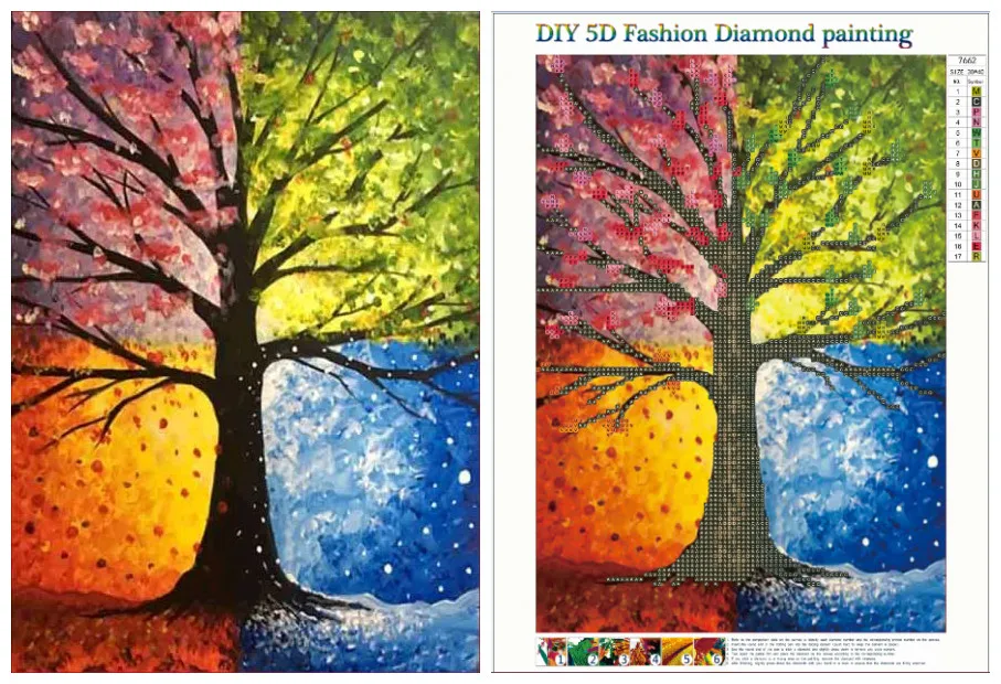5D DIY Алмазная Картина Дерево с четырьмя сезонами treeвышивка Алмазная Вышивка крестом полный круговой горный хрусталь мозаика домашний декор