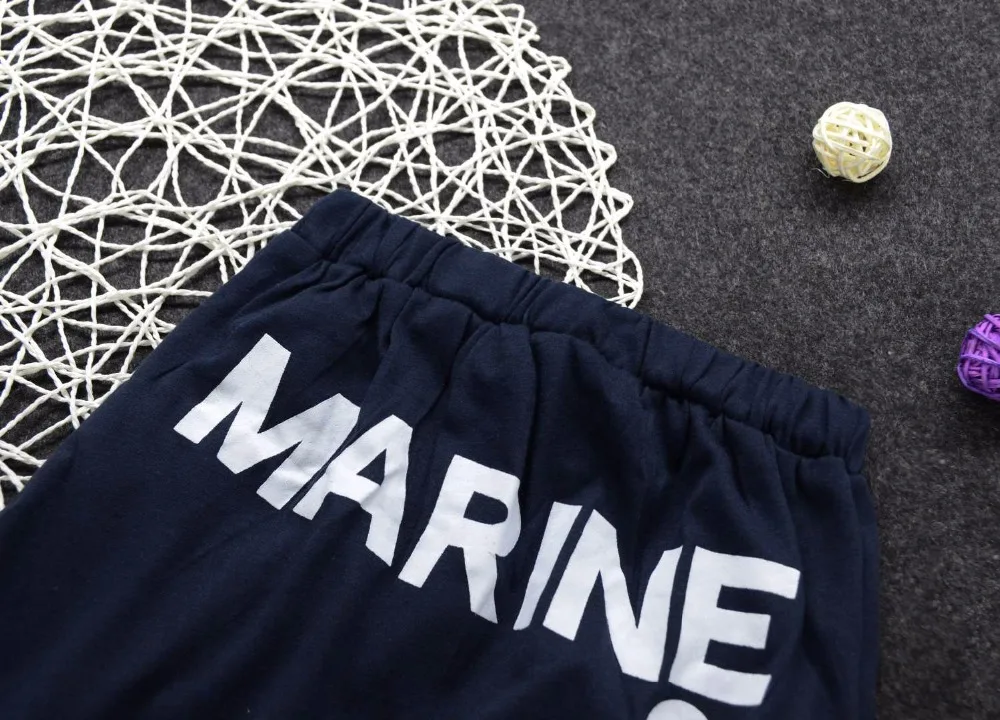 Fashion Lucky Kids Kleding Sailor Striped Tops Letter Print Pant 2PC Clothing Sets Boys Suits | Детская одежда и обувь