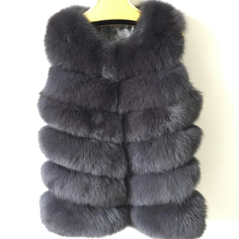 2021 Новая мода натурального меха лисы Жилет натуральным лисьим мехом меховая