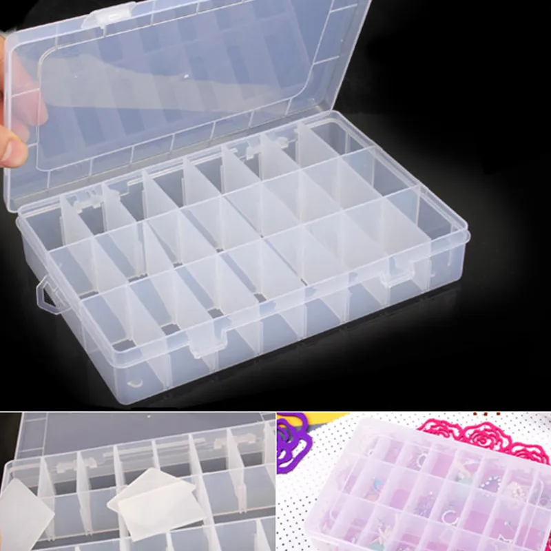 Горячая 24 Сетки Коробка для хранения ювелирных изделий Ложные ногти Советы