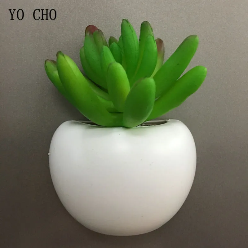 YO CHO магнитная наклейка на холодильник для доски, искусственные суккулентные растения в горшках, Орхидея, сделай сам для домашнего декора стен, наклейка в зеленых горшках - Цвет: green