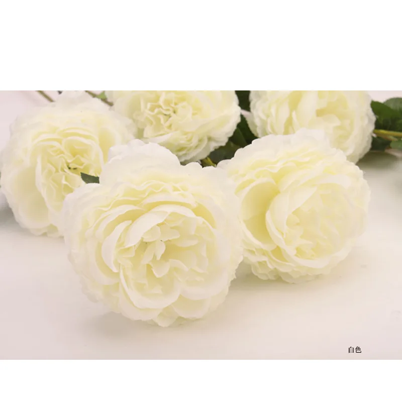 1PCS 3 Heads Fake Flowers Artificial Silk Bridal Wedding Decoration Wreath Bunch Home Decor Artificial Flowers Peony Real Touch