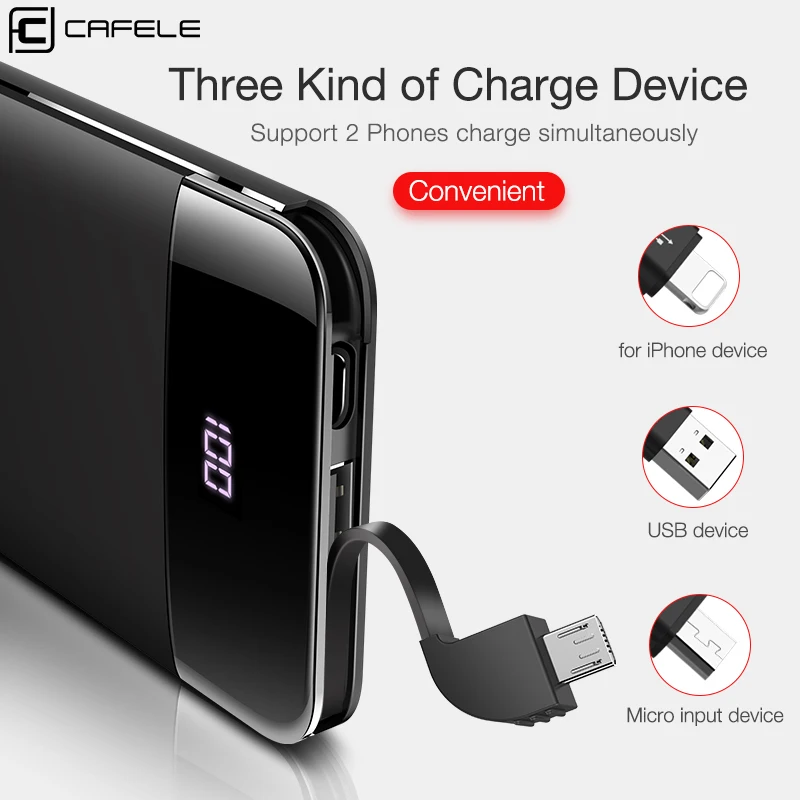 CAFELE мини внешний аккумулятор двойной USB светодиодный дисплей портативное