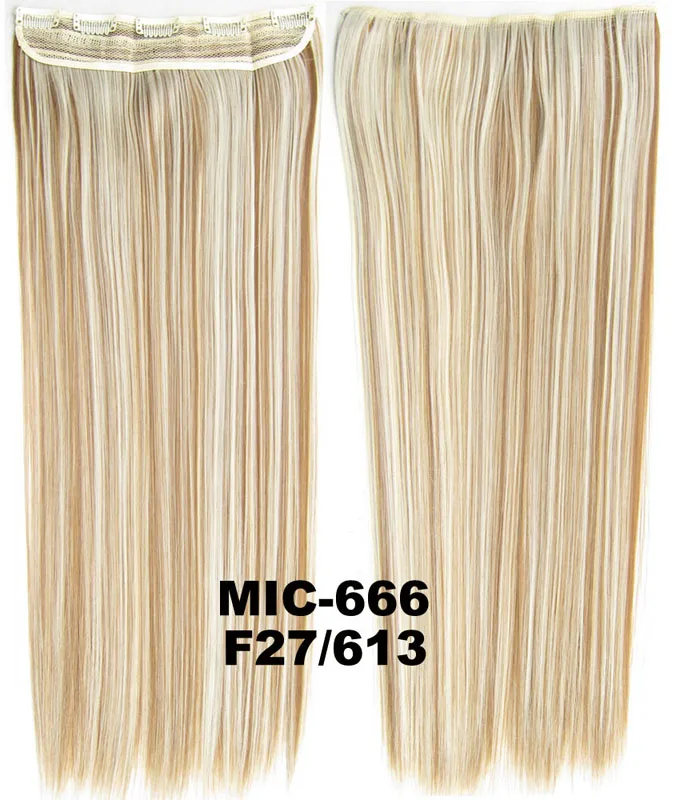 MIC666 Color F27-613 10 шт./лот Прямой зажим на синтетических волосах ломтик волос 5 клипов термостойкие Наращивание волос 24 дюйма, 100 г MIC-666 - Цвет: MIC666 Color F27-613