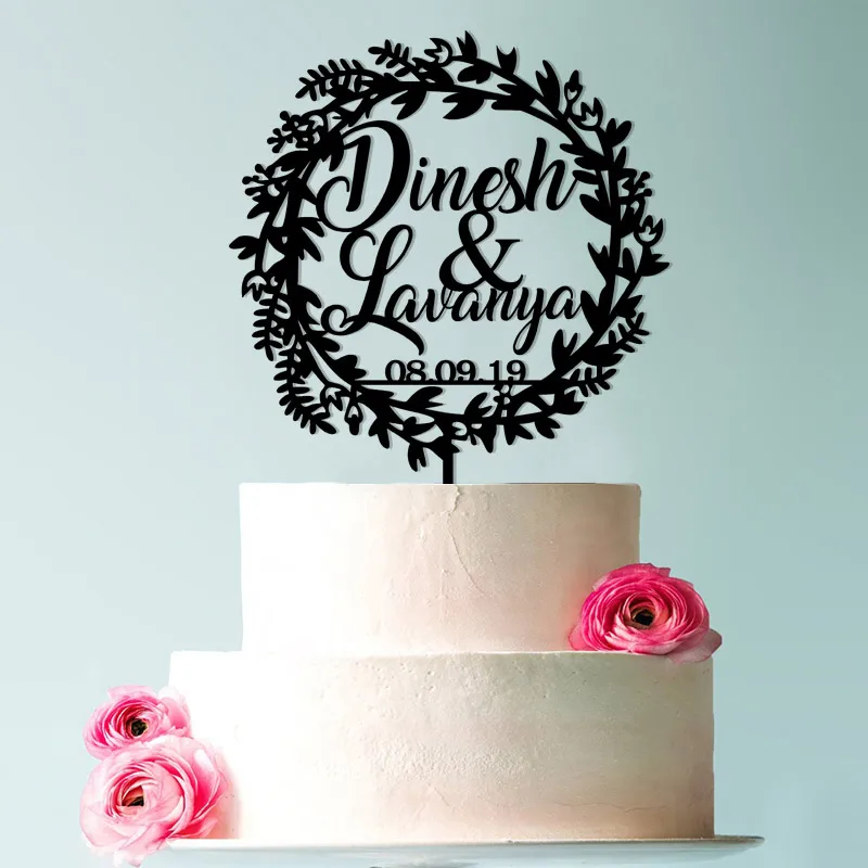 Персонализированный Деревянный Топпер для свадебного торта с именами и датой