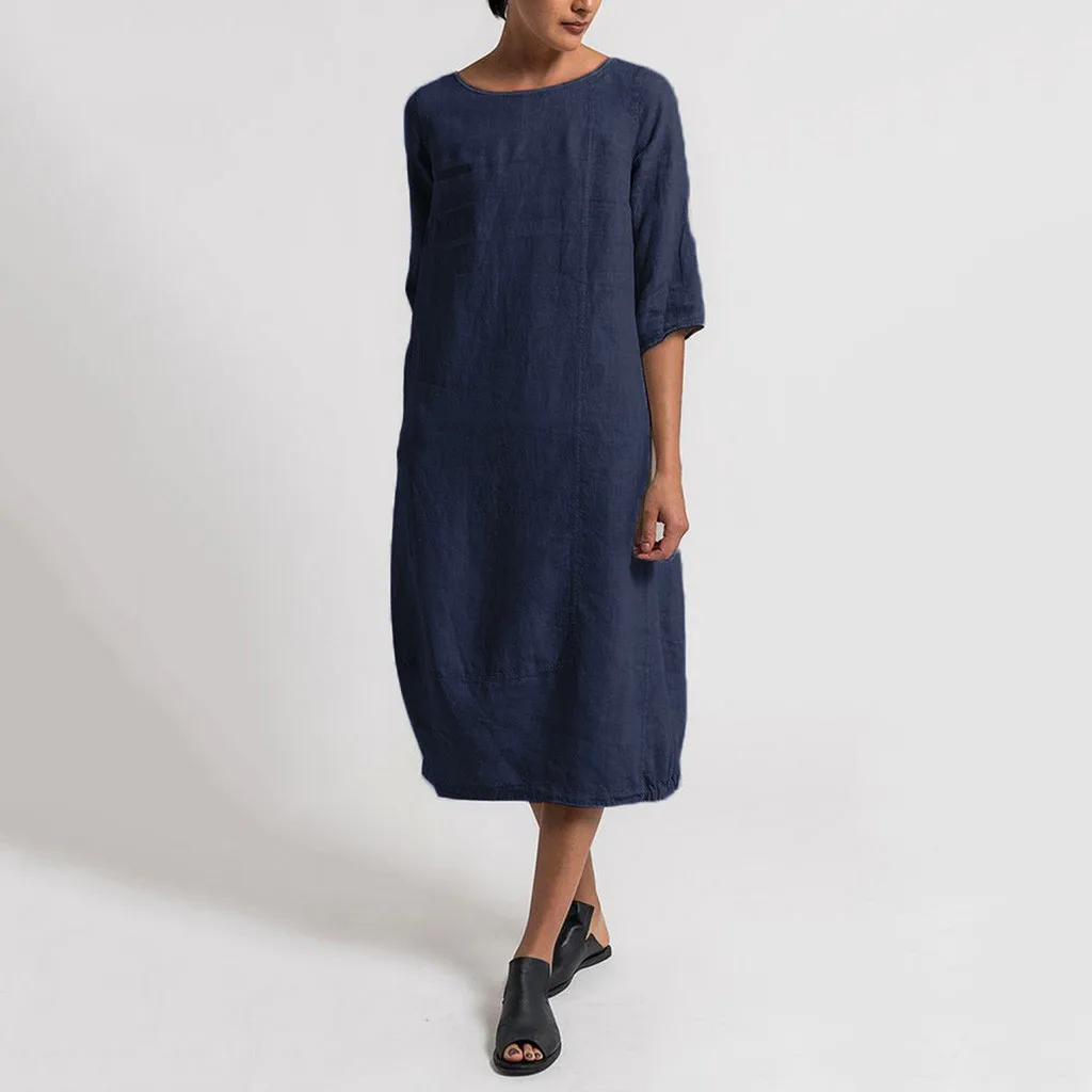 Navy Женский Летний стиль, Feminino Vestido, футболка, хлопок, на каждый день, размера плюс, женское платье, женский летний сарафан, vestidos verano - Цвет: Navy