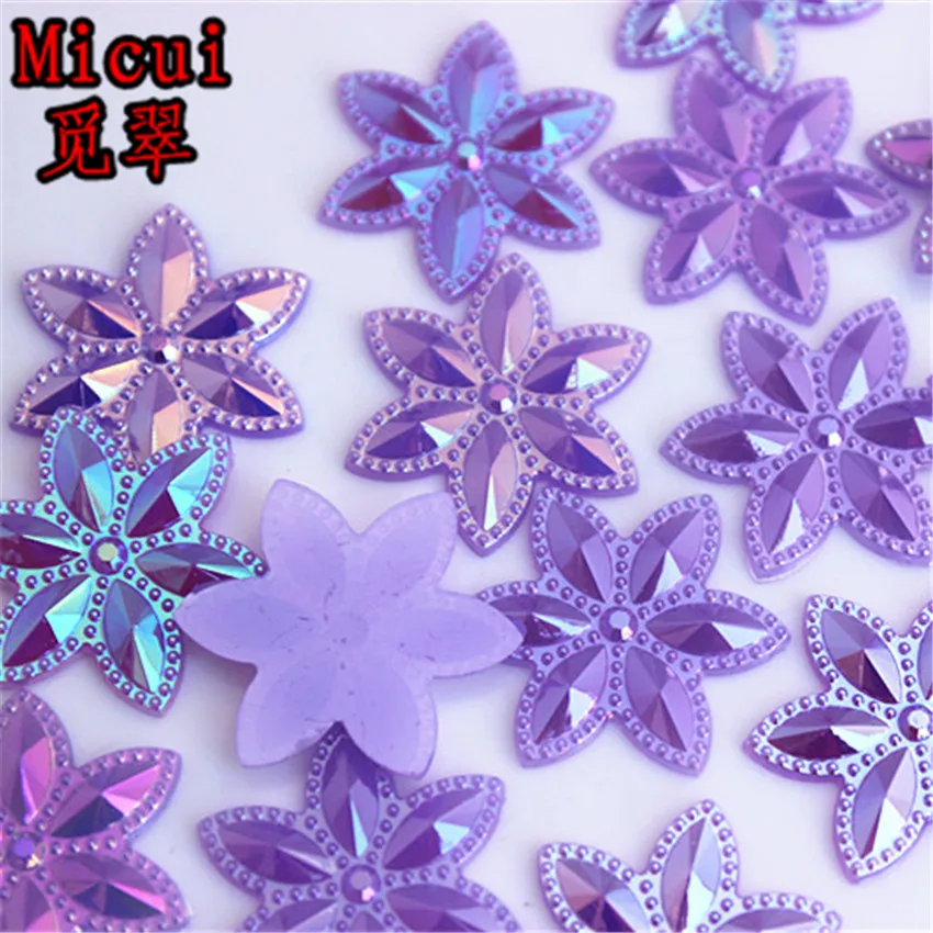 Micui 50pcs 23.6mm AB color Horse eye flower Acrylic rhinestone Flat back Art Supply Decoration Charm Craft DIY no hole ZZ113 | Дом и сад