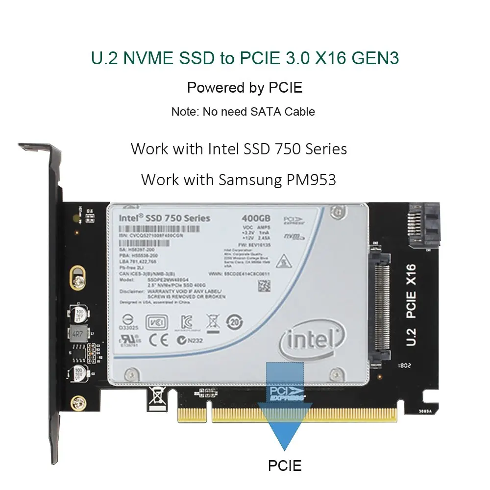 Адаптер Zeadow U2 PCIe переходник 2 в 1 U.2 SATA III PCIE 3 0 X16 Gen3 карта адаптера для 5 дюймового SSD