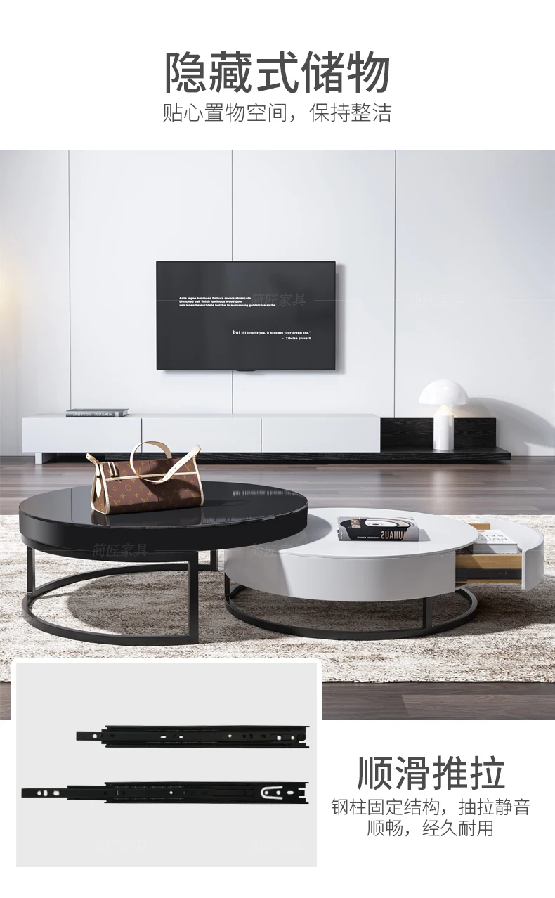 Louis fashion Coffee Tables Multifunctional creative whole glass round Nordic small living room tea TV cabinet combination