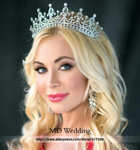 Серебряный головной убор для невесты тиара Корона Хрустальный конкурс свадебные