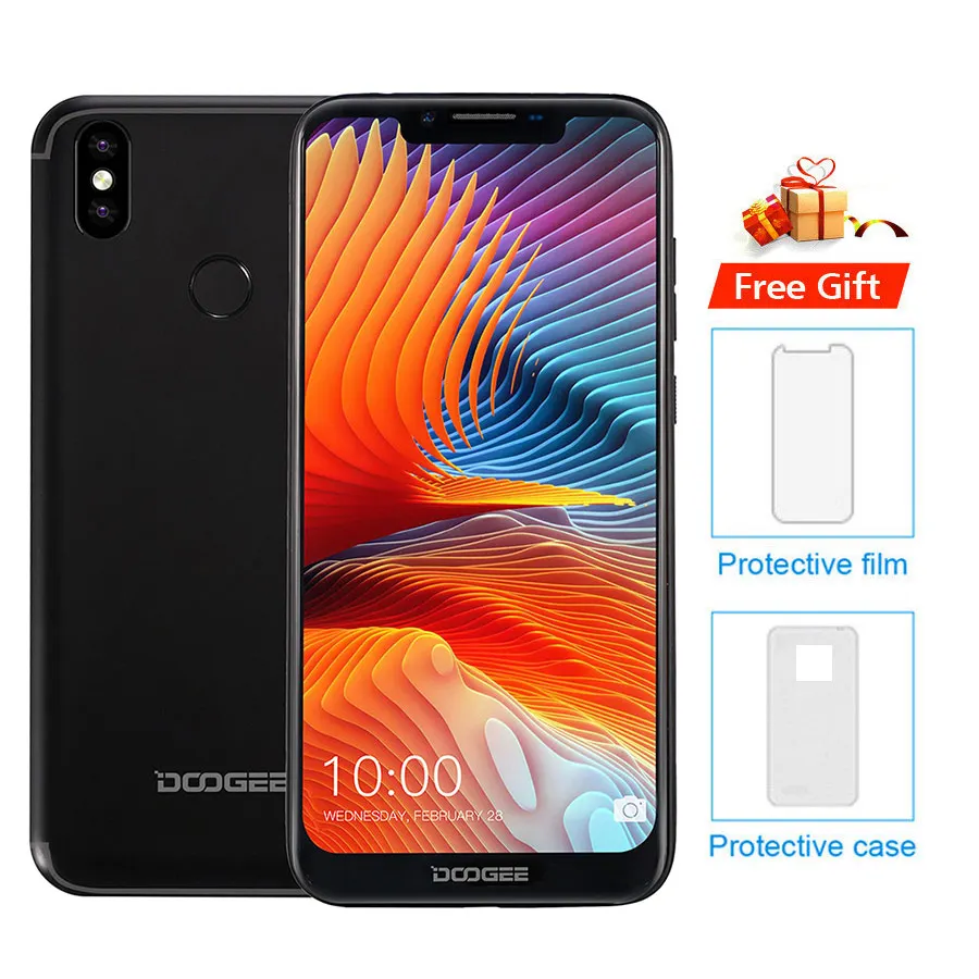 DOOGEE BL5500 Lite u-образная Android 8,1 6,1" MTK6739 четырехъядерный 2 Гб ОЗУ 16 Гб ПЗУ 5500 мАч две sim-карты 13 МП отпечаток пальца мобильный телефон - Цвет: Black Color