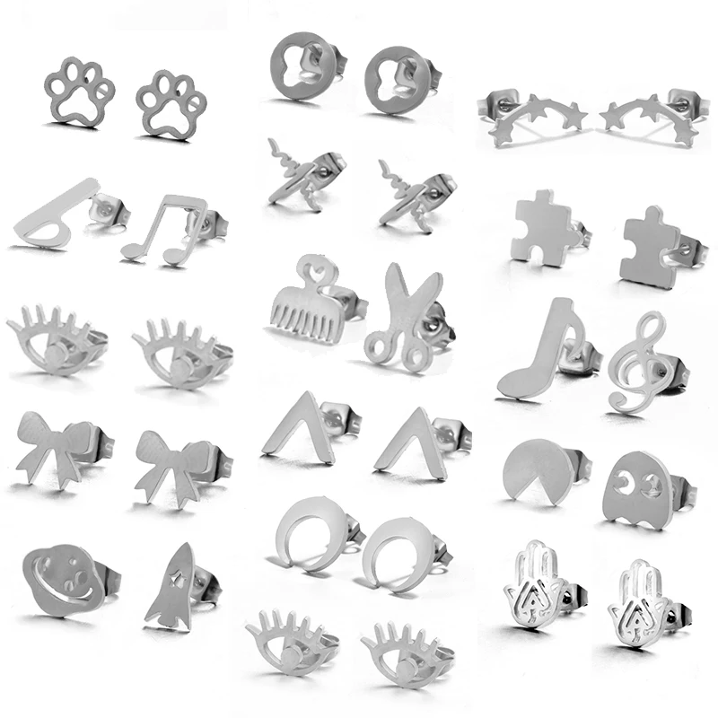Golden Stainless Steel Cute Stud Earrings Set for Women and Girls - Fashion Minimalist Carnation Jewelry Gifts image 4