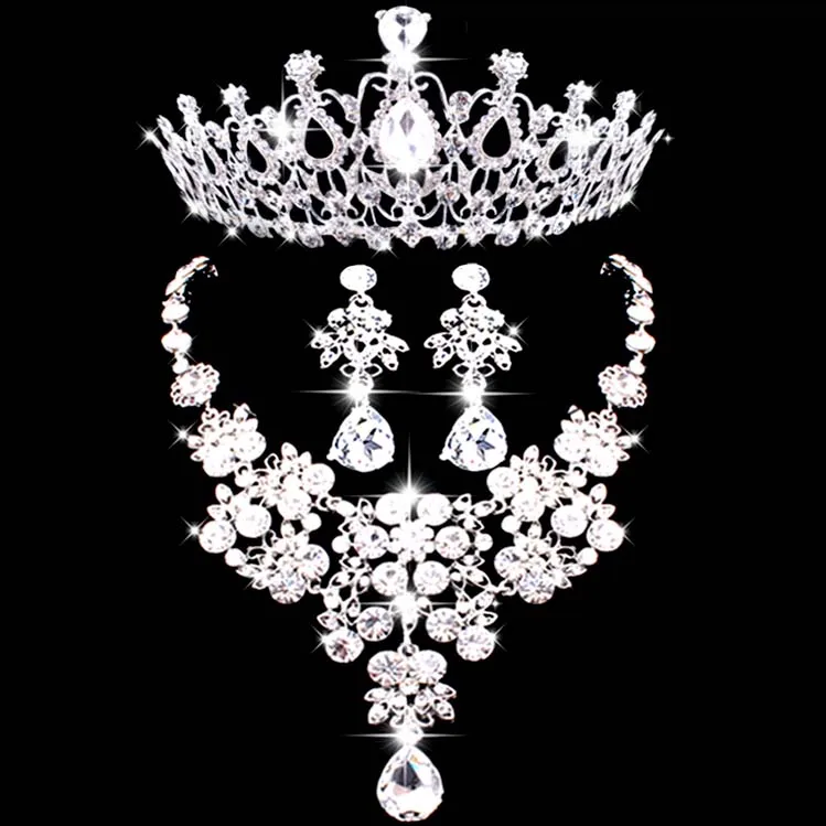 Роскошная бижутерия Стразы Корона brincos colar de joias consets mulheres Party jantar casamento