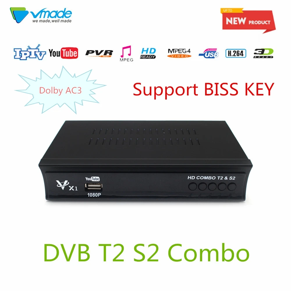 Vmade DVB T2 S2 полностью HD цифровой наземный спутниковый ТВ приемник Поддержка Dolby AC3