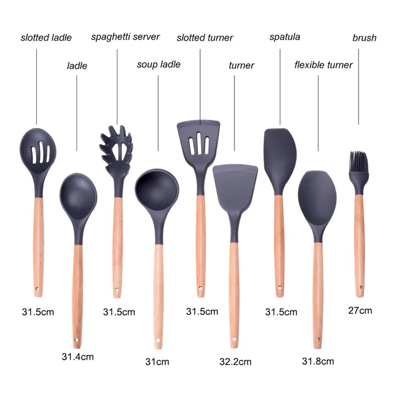 9 шт. силиконовые Пособия по кулинарии Набор инструментов с деревянной ручкой