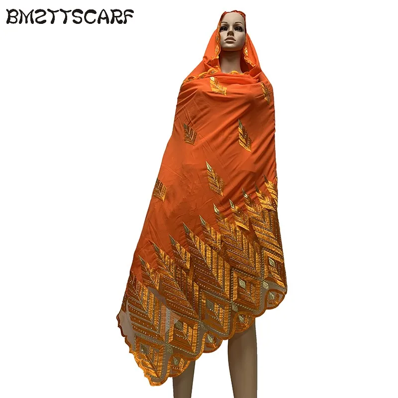 High Quality Chiffon Scarf mulim women embroidery chiffon splice tulle material big size scarf for shawls BM742 | Аксессуары для