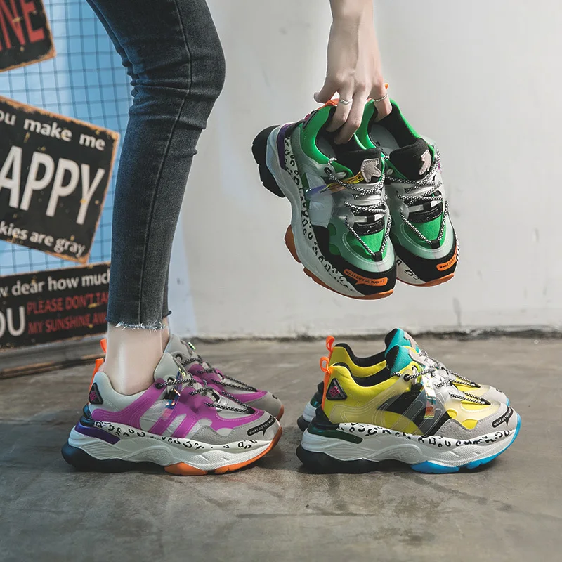 INS/женские кроссовки на платформе модная леопардовая обувь из натуральной кожи