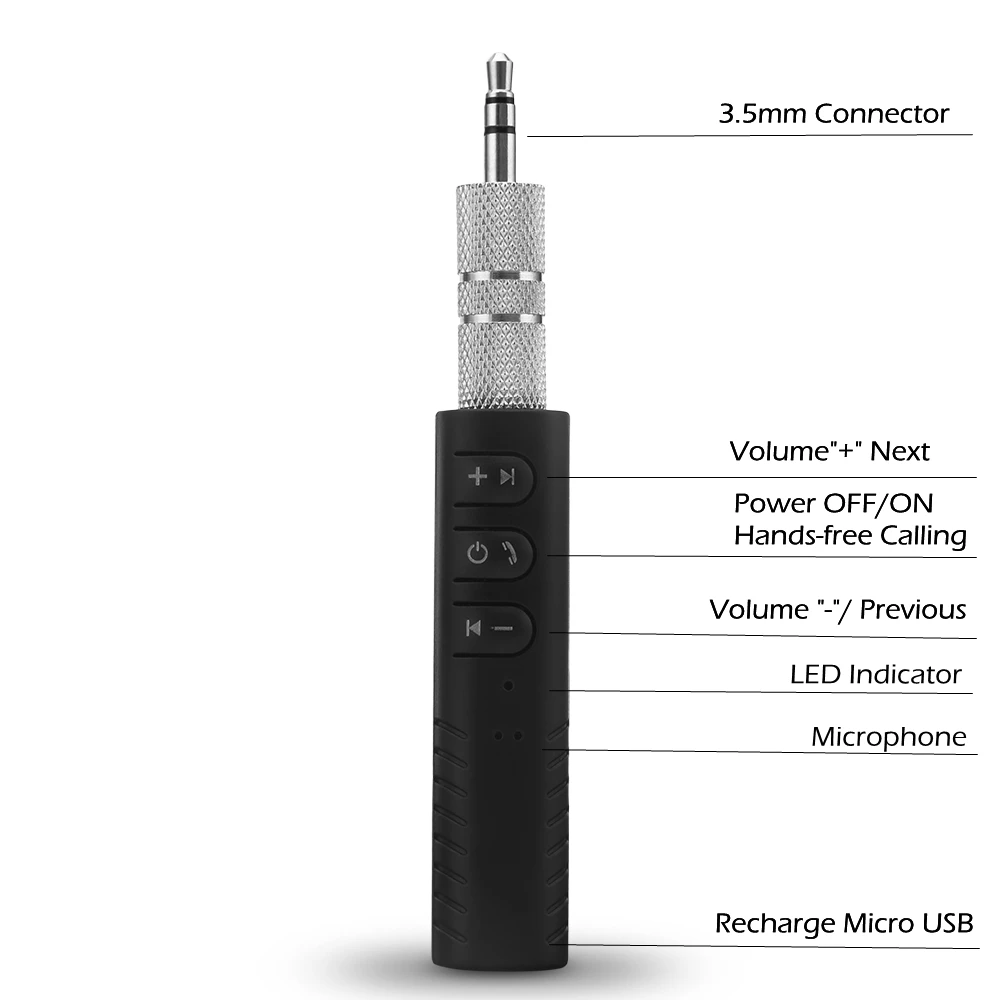 Мини 3,5 мм разъем Bluetooth автомобильный комплект Handsfree Музыка Аудио приемник адаптер авто Bluetooth AUX для динамик наушники стерео#2