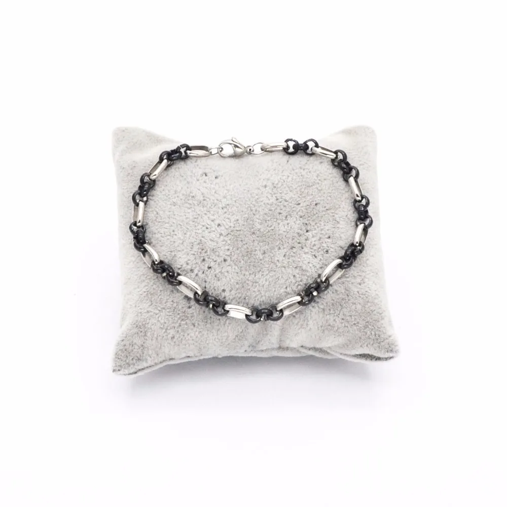 2019 Лидер продаж Мода серебристый черный цвет нержавеющая сталь браслет для