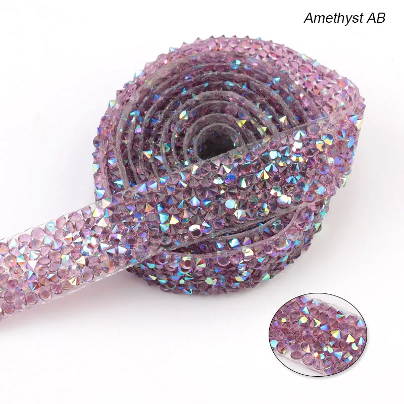 amethyst AB 1,5 см модное украшение из горного хрусталя, 1 ярд/Лот Смола Кристалл украшения отделка, обувь окантовка шляпка блестящие украшения QIAO - Цвет: amethyst AB