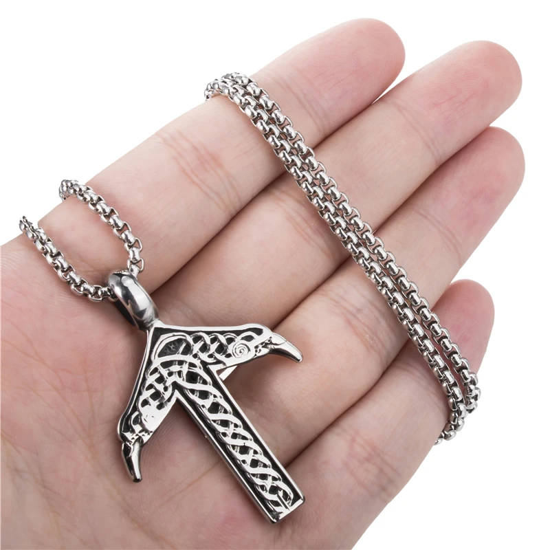 Elfasio Mens Stainless Steel Chain Viking text Silver Pendant with 45-90cm Necklace Jewelry | Украшения и аксессуары