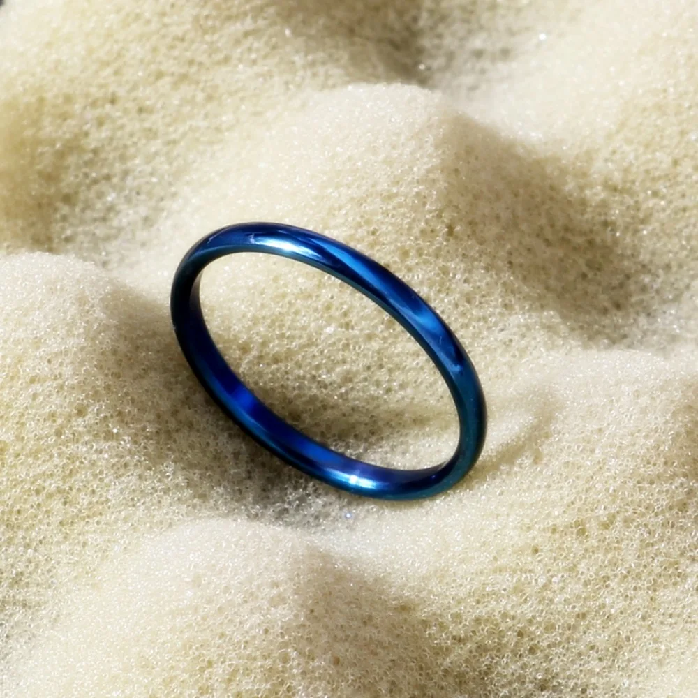 MANGOSKY 2 мм Титан Тонкая голубая кольца для женщин комплект Anillos Mujer Bijoux (украшения