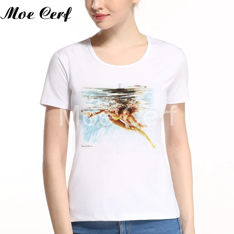 Новый 2020 футболка для женщин подводное плавание и аппликацией в виде гуся